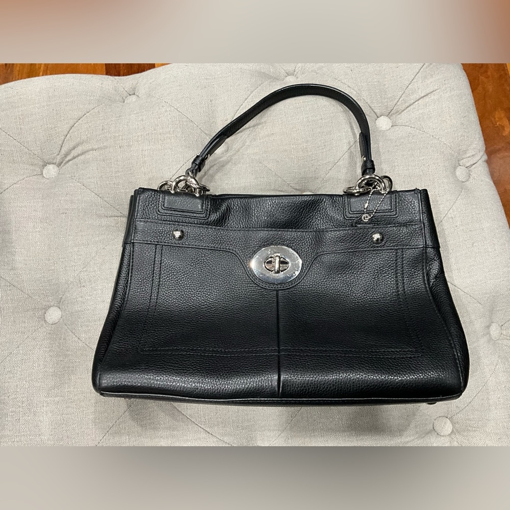 Black leather Coach handbag
